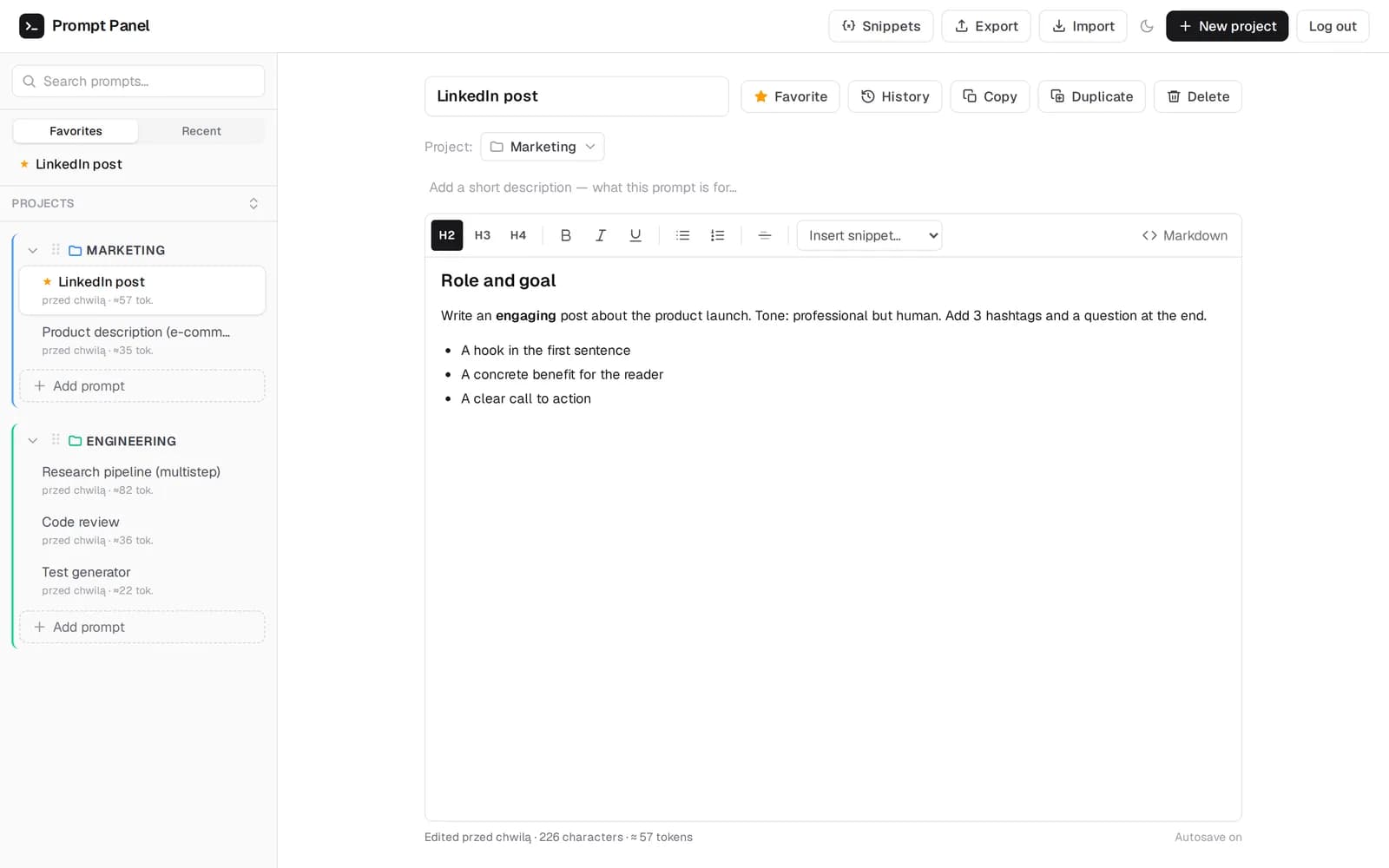 Editor & projects